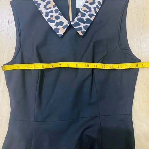 Kate Spade Black Fit & Flare Dress w/ Leopard Collar EUC - Picture 8 of 10